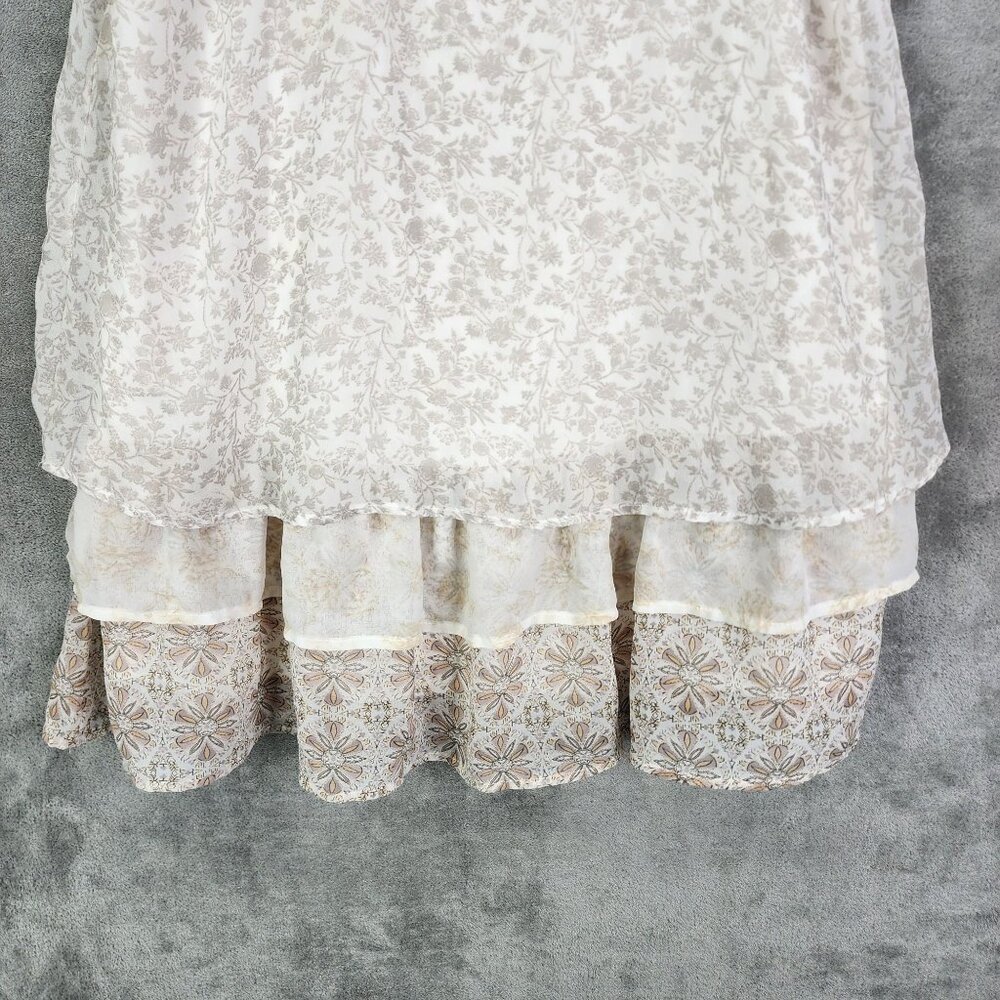 Women's  Beige & White Xhilaration Floral Dress Sleeveless Layered Size XS - Picture 3 of 11